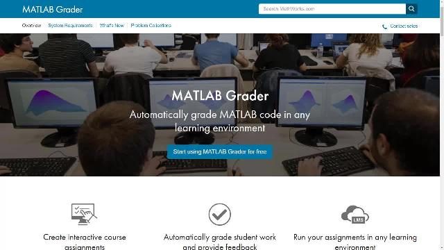 MATLAB Grader allows instructors to create interactive course assignments, automatically grade student work and provide feedback, and run assignments in any learning environment.