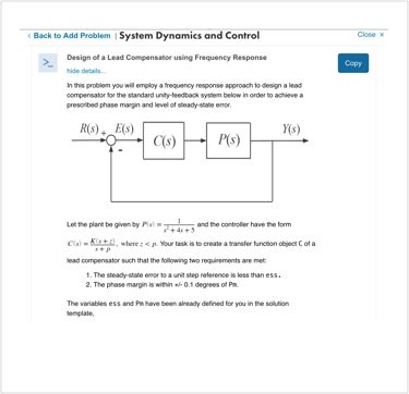 System Dynamics and Control Assessment Content