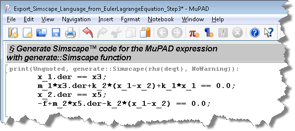 在MuPAD生成的Simscape语言