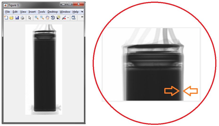 图4.两个电池投影图像的叠加，两个图像相距180°。