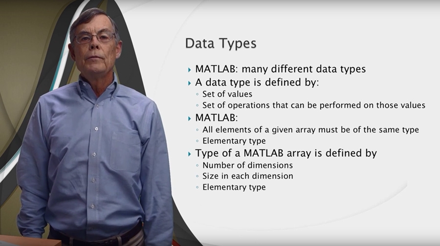 图2。Fitzpatrick教授在MATLAB中发布了一个关于数据类型的视频讲座。