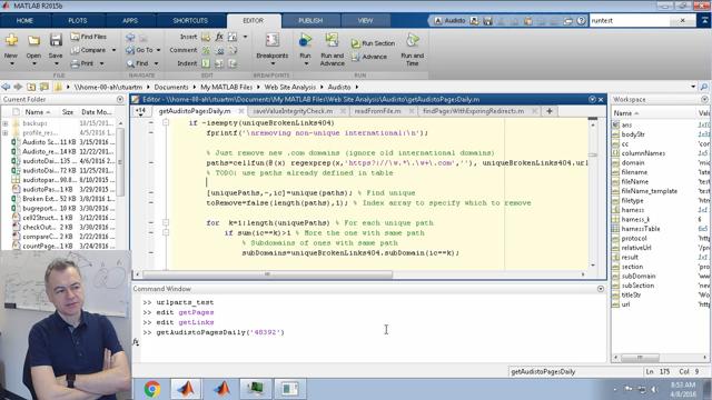 This code-along video is the third in a series where I’m creating a MATLAB function to split a URL into component parts. Here I update another script to make use of this new function but it turns into a pretty slow debugging exercise.