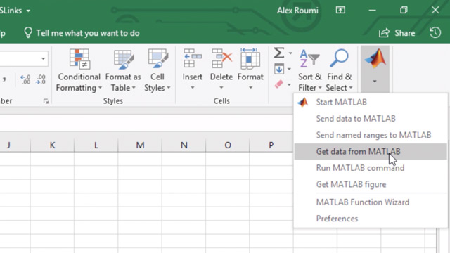 用三种不同的方式在MATLAB和Microsoft Excel之间交换数据，使用电子表格链接。