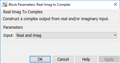 Real- image to Complex block with Input parameter设置为Real and image。