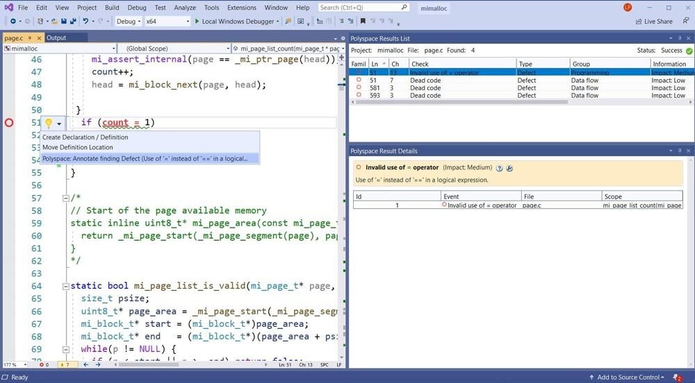 Hier奇怪的gezeigt, wie Sie Polyspace as You Code bem Codieren in Visual Studio verwenden können。