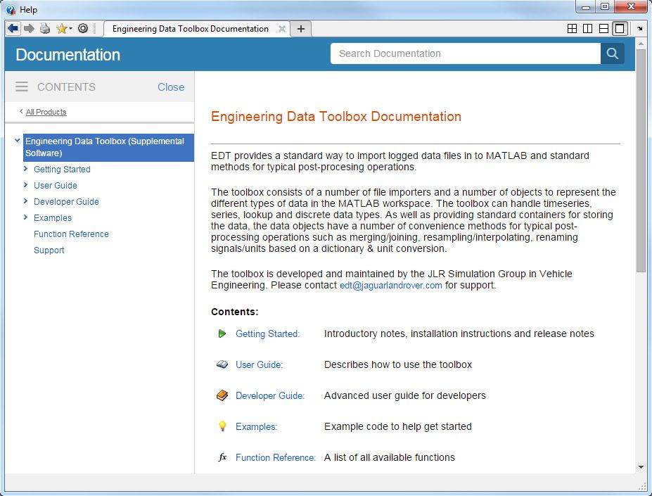 工程数据工具箱文档。EDT是专业级内部工具箱的示例，包括全面的文档和示例。