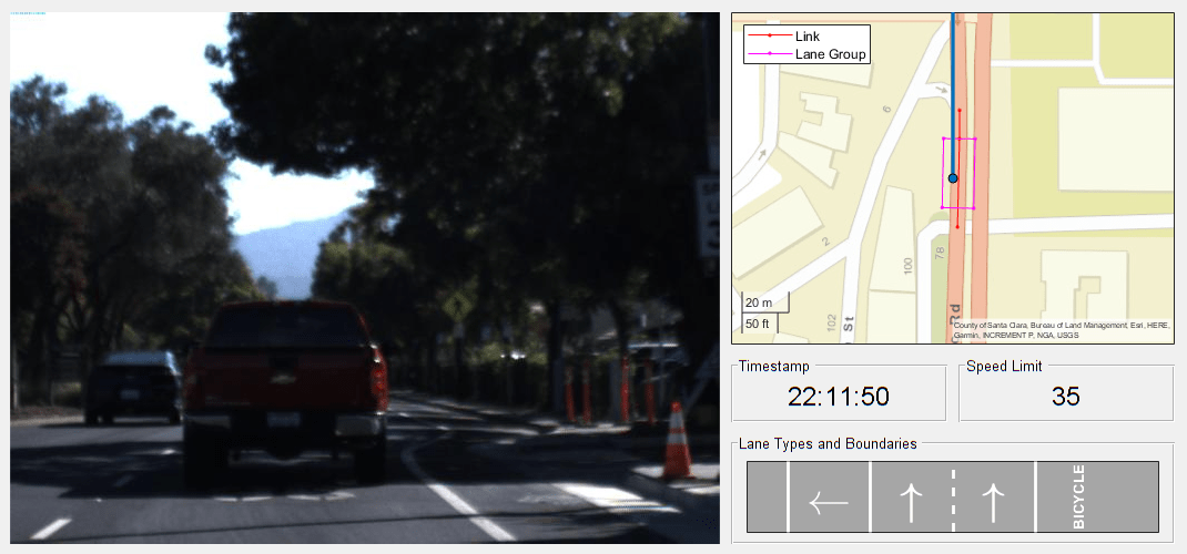 在这里使用高清实时地图数据来验证车道配置
