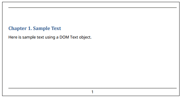 第一章的标题“示例文本”和文本,“这是使用DOM示例文本文本对象”。