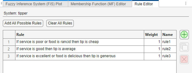 规则编辑器显示最后三个规则在规则表。