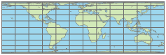 世界地图使用相等区域圆柱投影