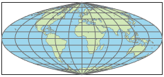世界地图使用四分之一的Authalic投影