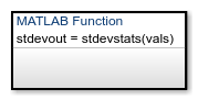 Stateflow图表与MATLAB函数称为stdevstats。
