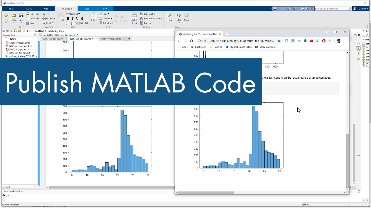 分享你的工作通过发布从MATLAB MATLAB代码编辑HTML和其他格式。