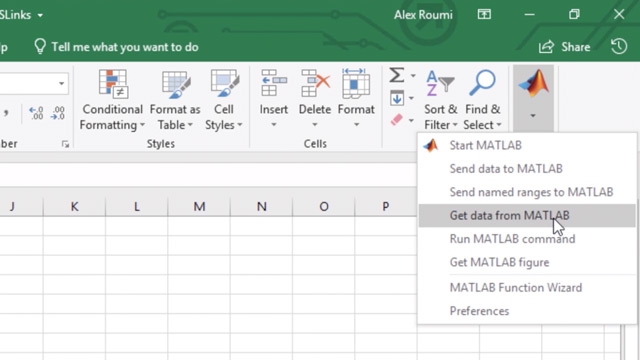 在MATLAB和Excel中有三个不同的变量，通过电子表格链接。