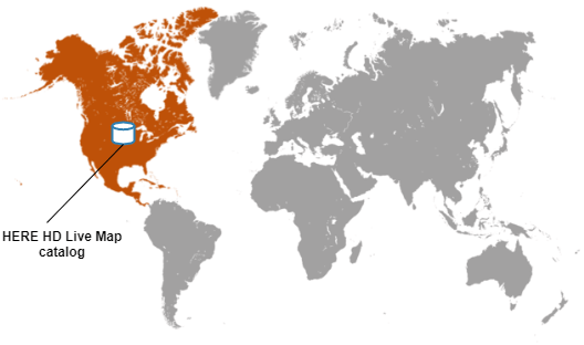 只有北美突出显示的世界地图。一个高清实时地图目录覆盖在北美地区的顶部。