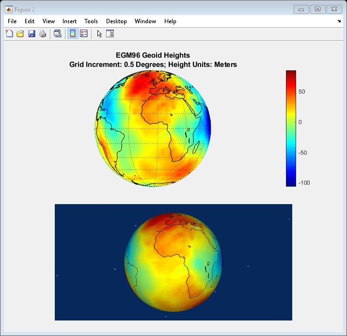 1996地球位势模型的大地水准面高度可视化