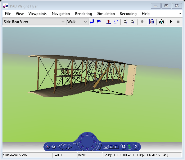 1903 Wright Flyer和Pilot使用Simulink万博1manbetx®3D动画™