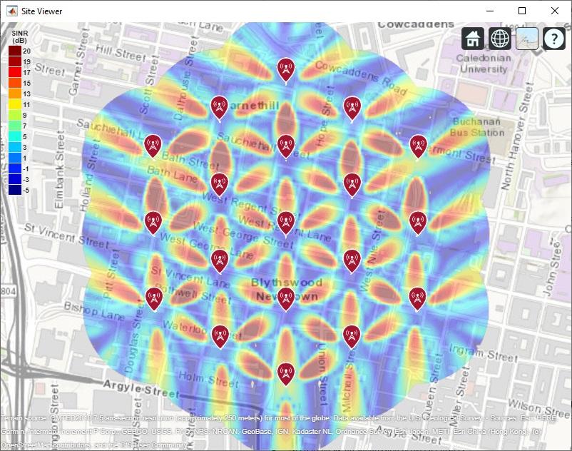 SINR地图为5G城市宏观细胞测试环境