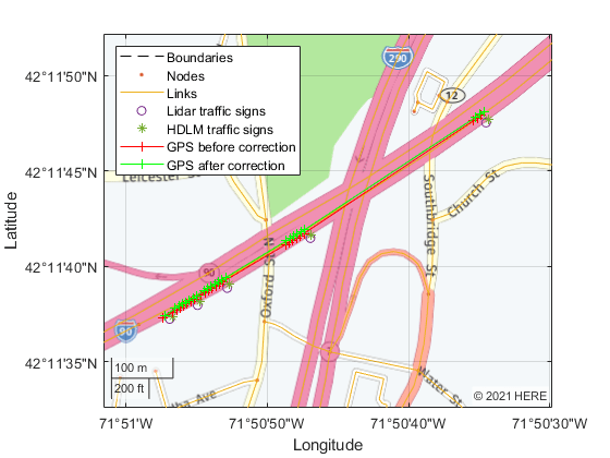 使用高清地图中的交通标志数据进行定位校正