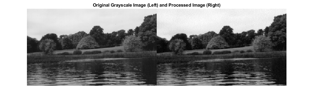 图包含轴对象。具有标题原始灰度图像（左）和已处理图像（右）的轴对象包含类型图像的对象。