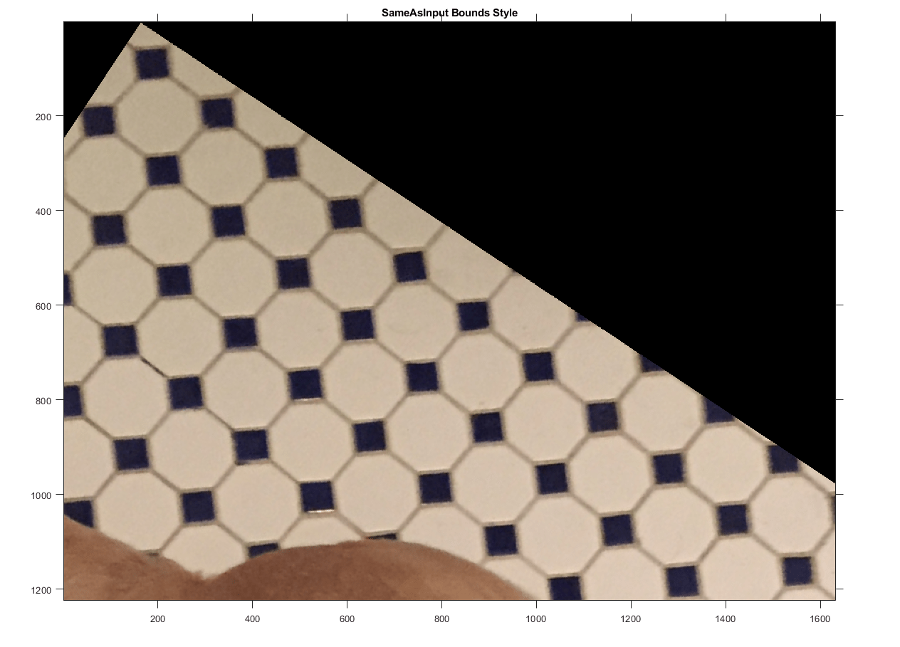 图中包含一个轴对象。标题为SameAsInput Bounds Style的axes对象包含一个类型为image的对象。
