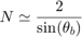 $$ n \ simeq \ frac {2} {\ sin（\ theta_b）} $$