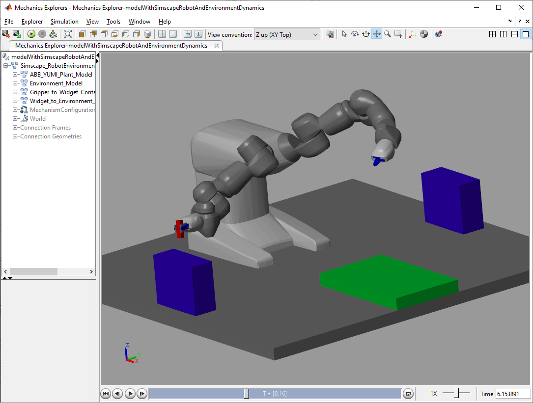 模型和控制机器人手臂用机器人和simscape