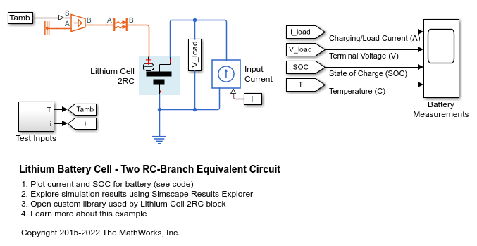 Lithium Battery Cell - Two RC-Branch Equivalent Circuit