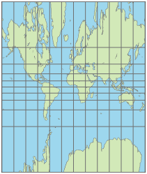 使用中央投影的世界地图