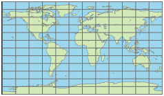 使用等距圆柱投影的世界地图