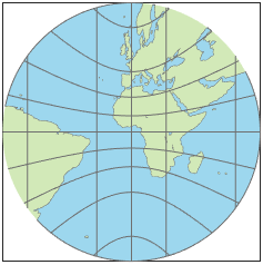 世界地图使用日晷投影