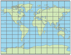 使用高尔立体投影的世界地图