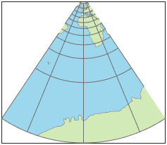 使用标准兰伯特保形圆锥投影的世界地图