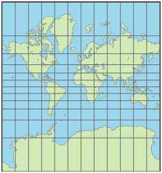 使用MERCATOR投影的世界地图