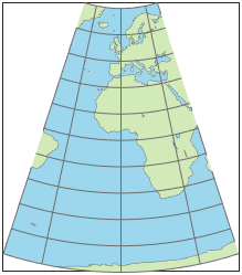 世界地图使用Murdoch 3最小错误圆锥投影
