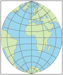 使用Polyconic投影的世界地图
