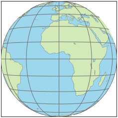 世界地图使用垂直透视方位角投影