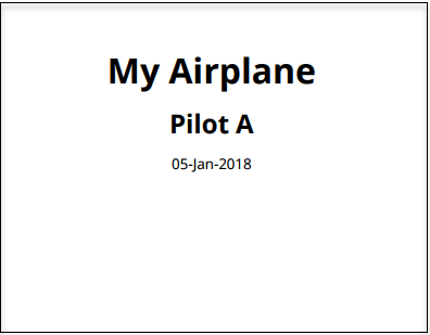 报告扉页的标题是“我的飞机”，作者是“飞行员A”，以及日期