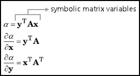表示对向量的微分的符号矩阵变量的图象。