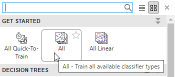 Option selected for training all available classifier types