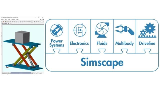 Provides an introduction to the Simscape product family, including platform, add-ons, model sharing, and HIL testing. A model of a scissor jack is used to illustrate simulation of physical systems.