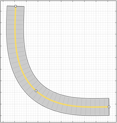 一个弯曲的道路double-solid线指示一个分裂的高速公路。