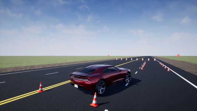 在虚拟3D环境中使用车辆动力学模块对车辆动力学进行建模和仿真。