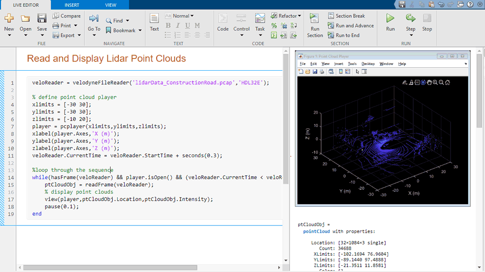 脚本读取Velodyne PCAP文件和生成的点云的图像。