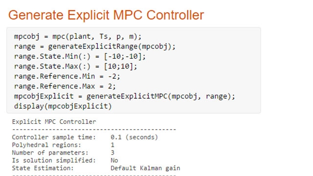 前もって设计されたMPCコントローラーから阳的MPCコントローラーを生成