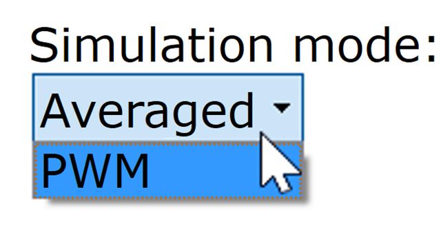 选择适合您的仿真需要的模型变量和仿真模式。非线性和开关效应被添加到Simscape电气模型中，以评估它们对设计的影响。