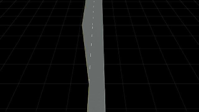 使用RoadRunner Scene Builder以编程方式构建带有虚线白线的双车道道路。