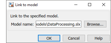 链接到模型对话框，已有模型名称为“Data Processing”。按Enter键确认。