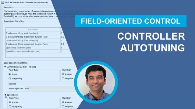 In this video, we demonstrate how to automatically tune the gains of the current and the speed loops of the PMSM using the Field Oriented Controller Autotuner block in desktop simulation.