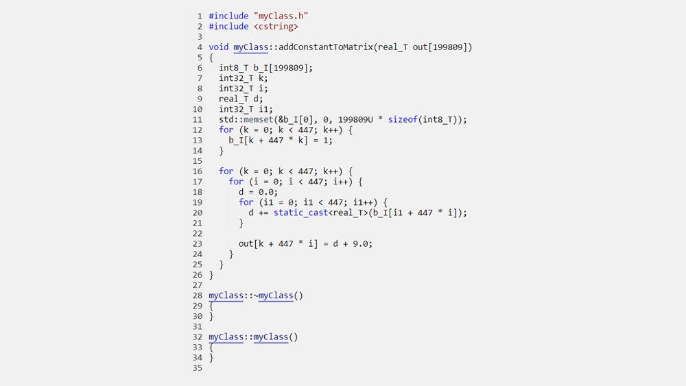 生成的C ++与类接口的代码。